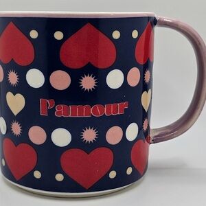 L'amour Heart Pattern Mug - Red and Navy